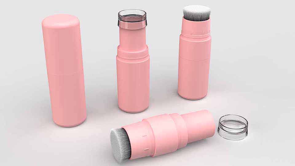 브러시 헤드가 있는 파우더 스틱 튜브